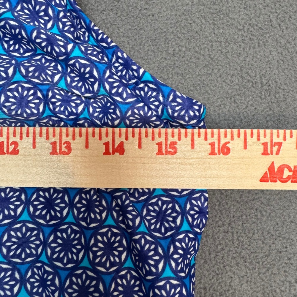 LL Bean Tankini Swim Top Geometric Tile Print Modest Blue Size 12 Reg 294260 - Picture 5 of 9